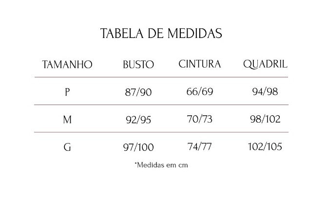 Tabela de medidas